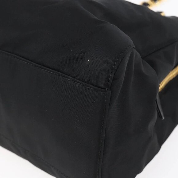 PRADA Chain Shoulder Bag Nylon Black Gold Auth 148283 - Picture 3 of 16